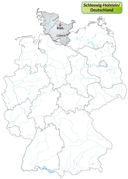 Map Of Schleswig Holstein With Capitals In Gray Royalty Free Photo