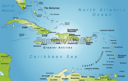 Map Of Antilles As An Overview Map In Green Stock Photo 10655263