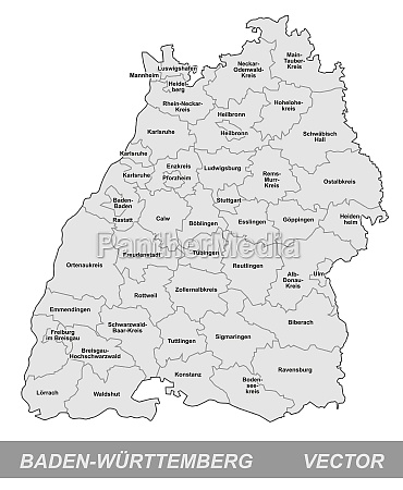 Map Of Baden Wuerttemberg With Borders In Grey Royalty Free Image