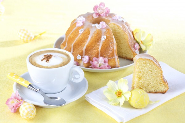 easter bundt cake with coffee