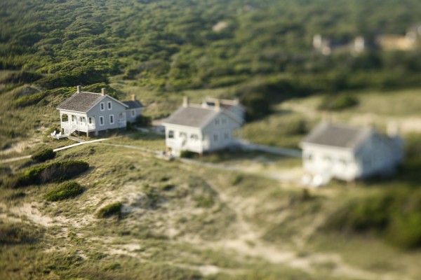 aerial of beach homes