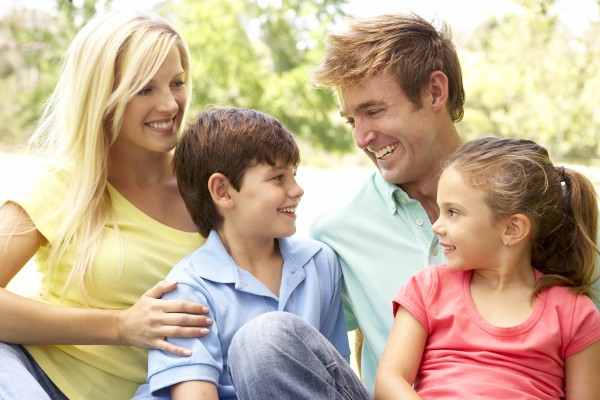 family enjoying day in park