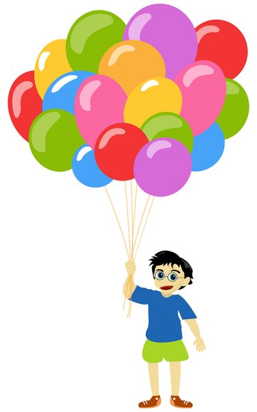litlle boy with baloons