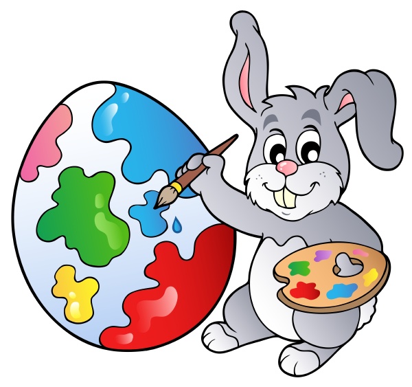 bunny artist painting easter egg
