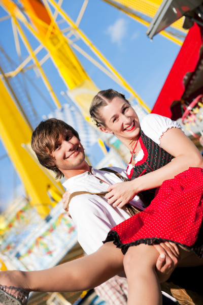 couple in costume at volksfest or