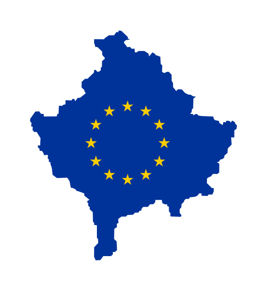 eu flag on map of kosovo
