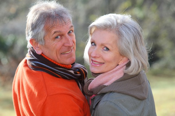 portrait of senior couple in countryside
