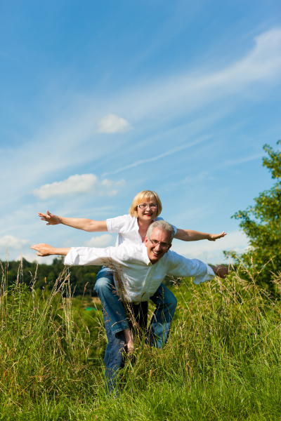 happy couple having fun in nature