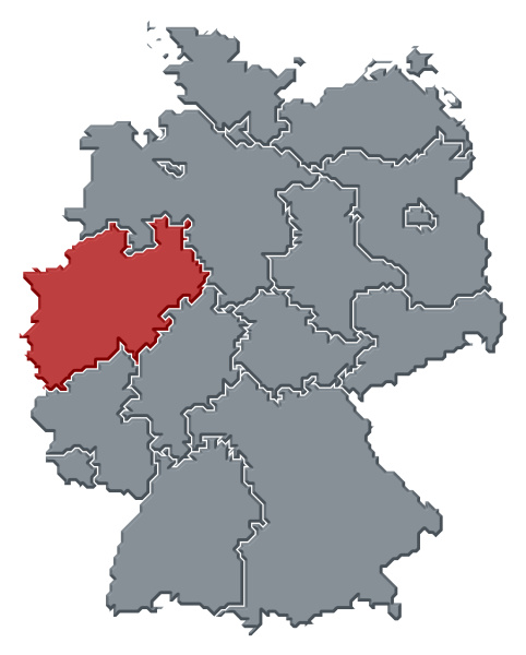 Map of Germany North Rhine-Westphalia highlighted - Royalty free image ...