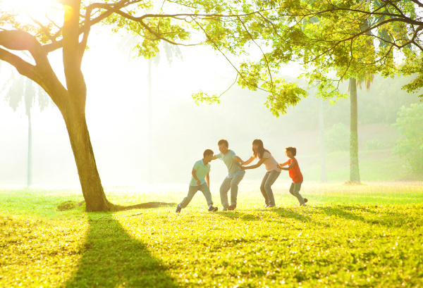 asian family outdoor fun