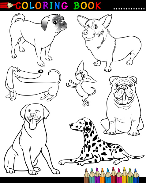 Cartoon Dogs For Coloring Book Or Page - Royalty Free Photo #8017416 