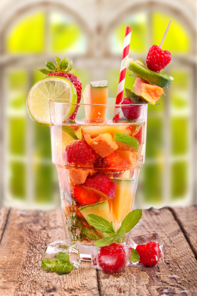 fresh fruit bowl in summer