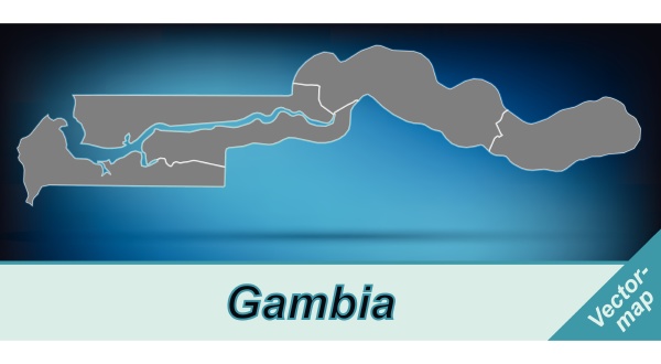 border map of gambia with borders in bright gray - Royalty free image ...