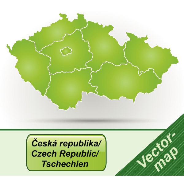 boundary map of czech republic with borders in green - Stock Photo ...