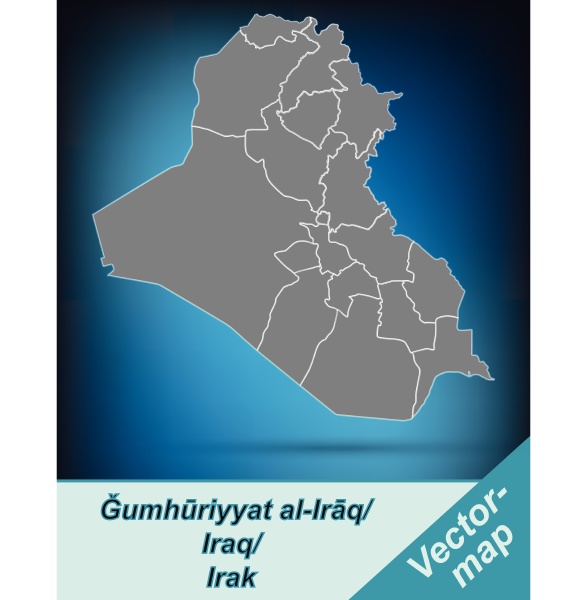 boundary map of iraq with borders in bright gray - Stock Photo ...