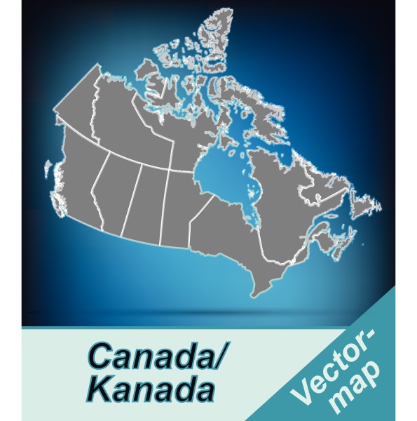 boundary map of canada with borders in bright gray - Stock Photo ...