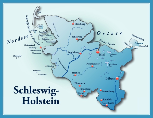 map of schleswig-holstein as outline map in blue - Royalty free image ...