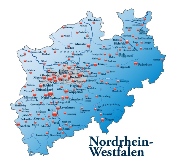 Map Of North Rhine Westphalia As An Overview Map In Stock Photo