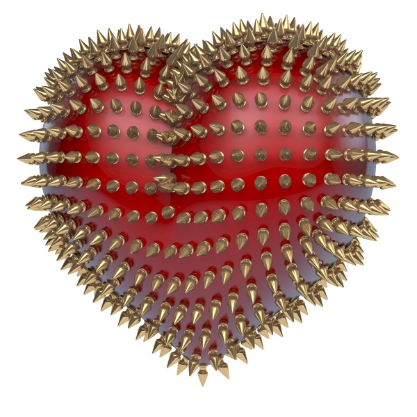 red glossy heart with golden