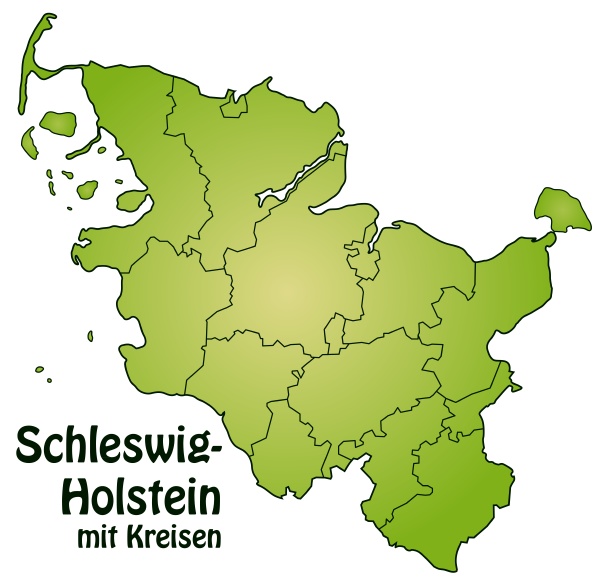 Map of Schleswig-Holstein with borders in Green - Royalty free photo ...