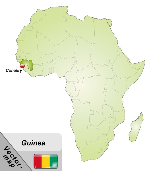 map of guinea with capital cities in green - Royalty free photo ...