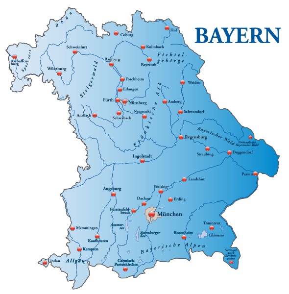 map of bavaria as a map in blue - Royalty free photo #10911572 ...