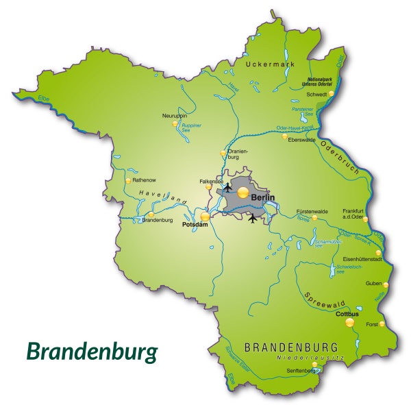 Map Of Brandenburg As An Overview Map In Green - Royalty Free Photo ...