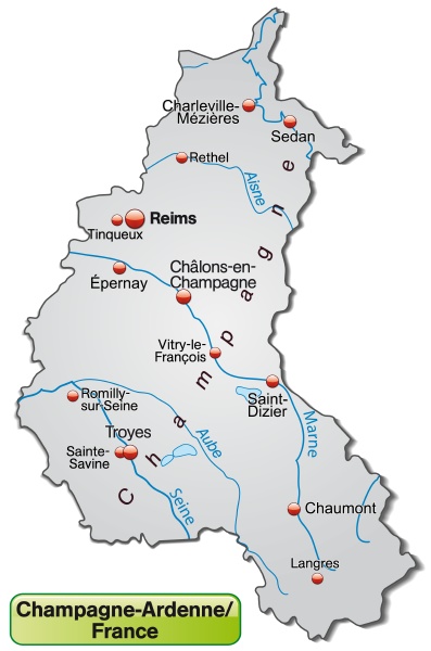 Map Of Champagne Ardenne As An Overview Map In Gray Stock Image