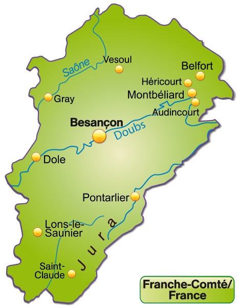 Map of Franche-Comte as overview map in green - Stock image #10912654 ...