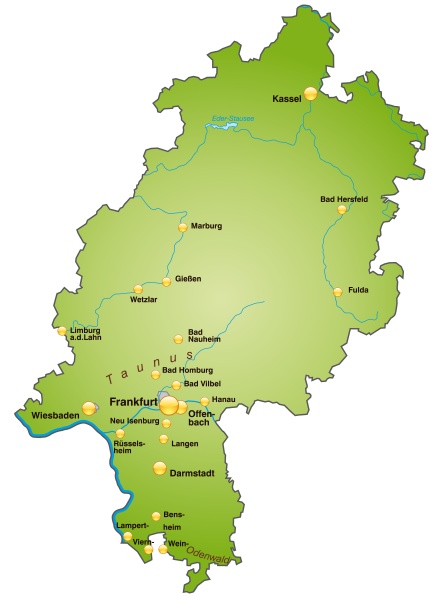 Map of Hesse as overview map in green - Stock image #10912522 ...