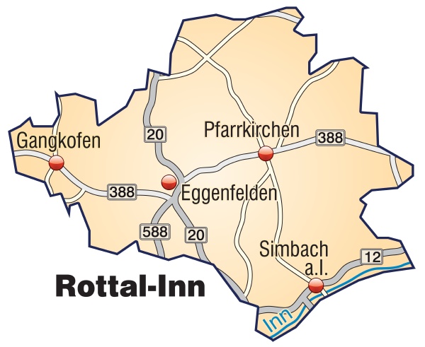 Map of Rottal-Inn with transport network in - Stock image #10919434