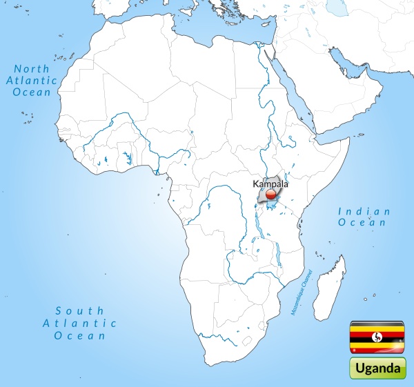 map of uganda with capitals in