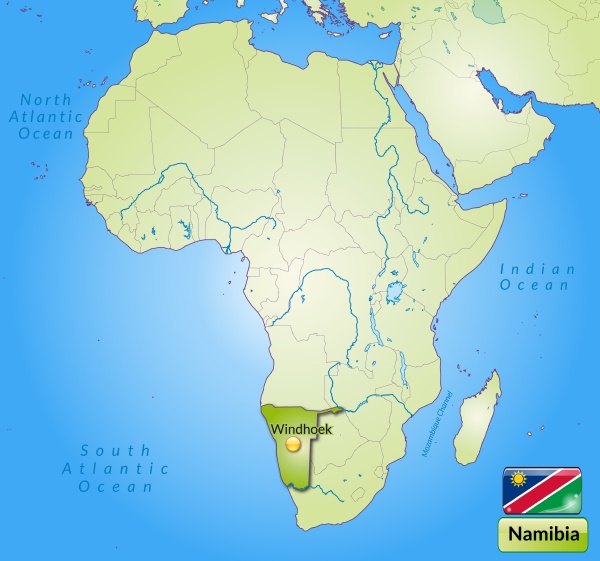 Map Of Namibia With Capitals In Green Stock Image PantherMedia Stock Agency