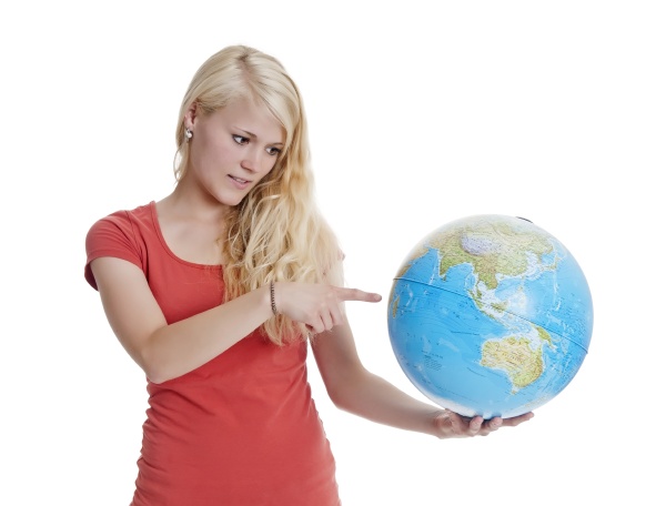 woman with globe