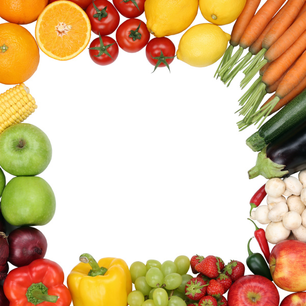 Frames of fruits fruits and vegetables with text space - Royalty free ...