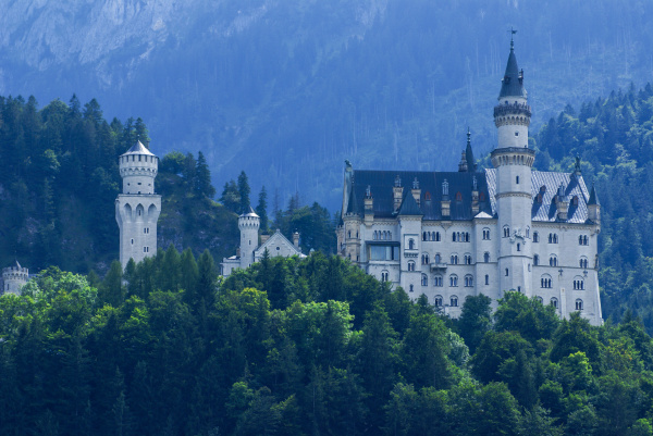 neuschwanstein castle in bavarian alps germany - Royalty free photo ...