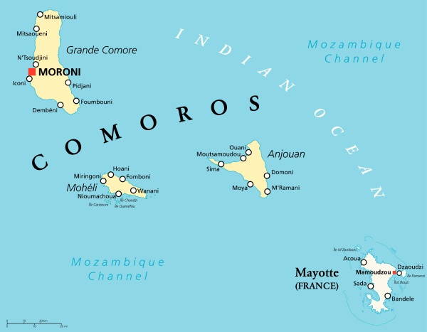 Comoros And Mayotte Political Map Royalty Free Image 13176594
