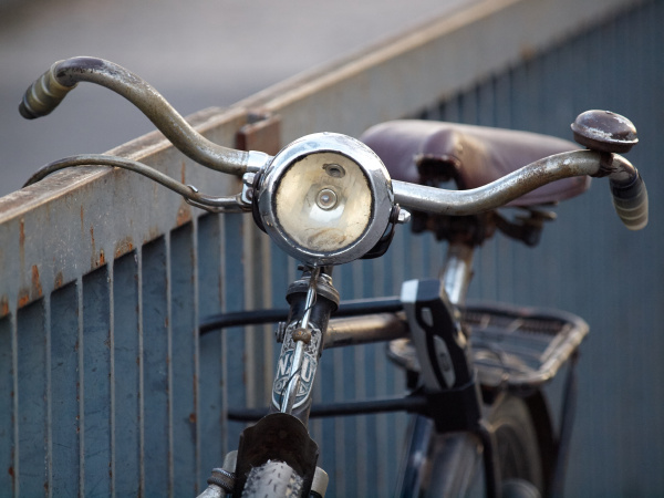 old bike with large headlight