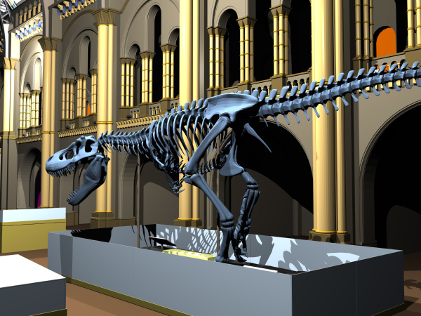 british natural history museum with dinosaur