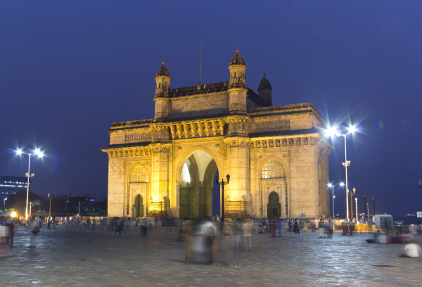 Gateway of India monument in downtown Mumbai Bombay - Royalty free ...