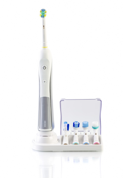 white electric toothbrush with stand charger