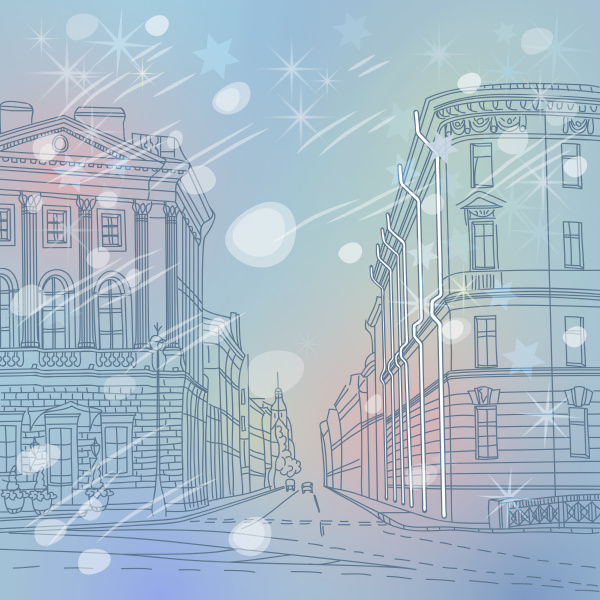 vector winter christmas cityscape the