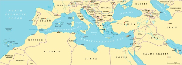 Mediterranean Sea Political Map Mediterranean Sea Region Political Map - Stock Photo #14144489 |  Panthermedia Stock Agency