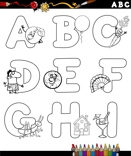 cartoon alphabet for coloring book - Stock Photo #14449301 ...