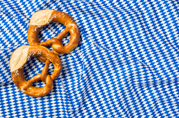 two pretzels on bavarian diamond pattern