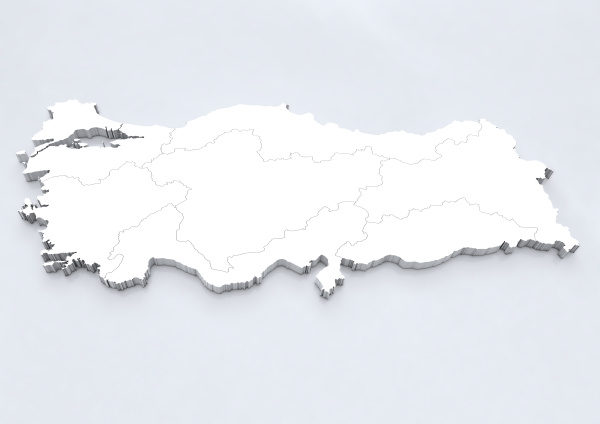 turkey map as 3d rendering in