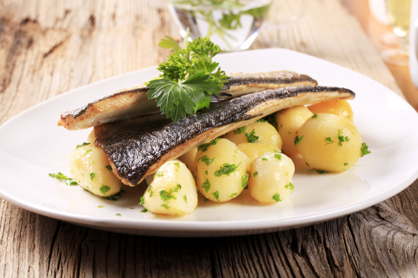 pan fried trout with potatoes