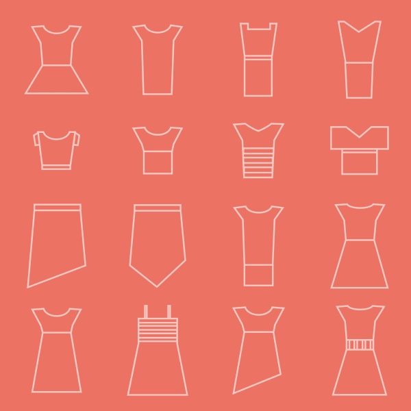 women clothing icons set