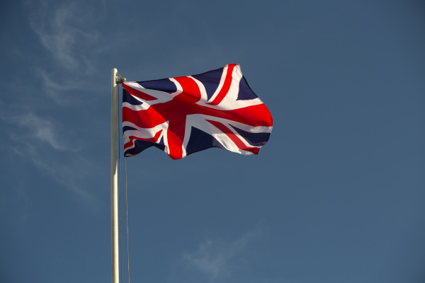 great britain flag in evening light