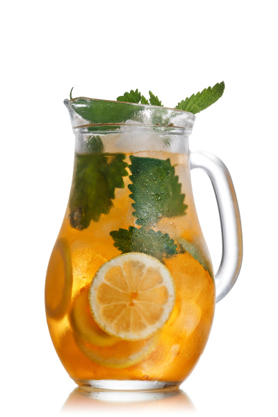 Oregano lemon iced tea pitcher, paths Stock Photo by maxsol7